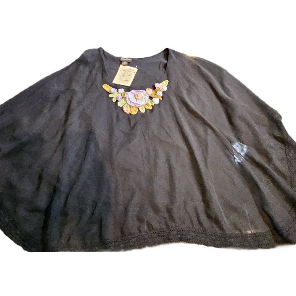 Patty La Belle SZ 2X Sheer Poncho Overlay W/Tank Lining Floral Boho,Flowy - Picture 8 of 16